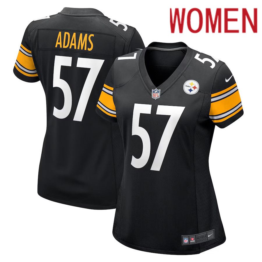 Women Pittsburgh Steelers #57 Montravius Adams Nike Black Game Player NFL Jersey